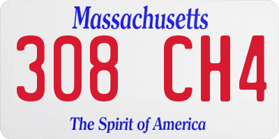 MA license plate 308CH4