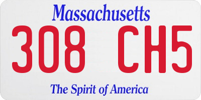 MA license plate 308CH5