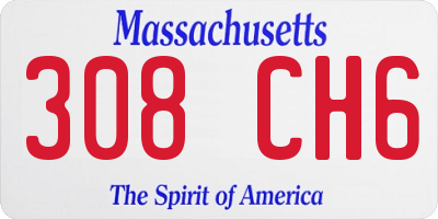 MA license plate 308CH6