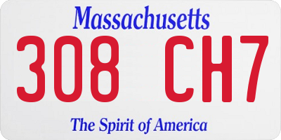 MA license plate 308CH7