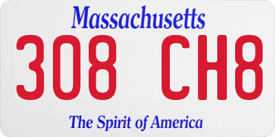 MA license plate 308CH8