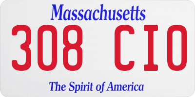 MA license plate 308CI0