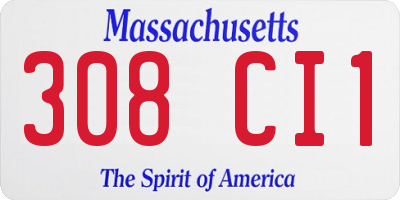 MA license plate 308CI1