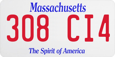 MA license plate 308CI4