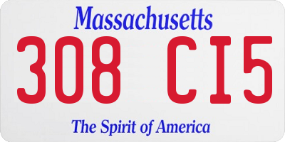 MA license plate 308CI5