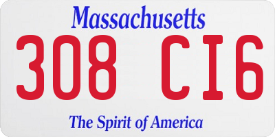 MA license plate 308CI6