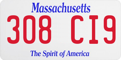 MA license plate 308CI9