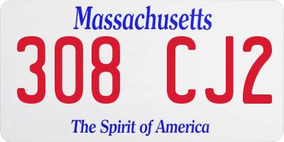 MA license plate 308CJ2