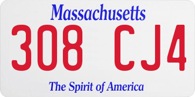 MA license plate 308CJ4