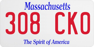 MA license plate 308CK0