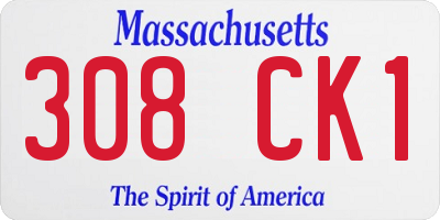 MA license plate 308CK1