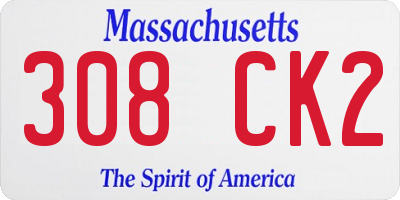 MA license plate 308CK2