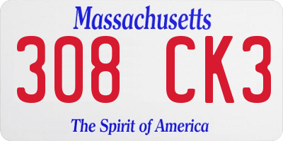 MA license plate 308CK3