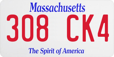 MA license plate 308CK4