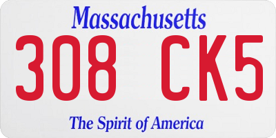MA license plate 308CK5