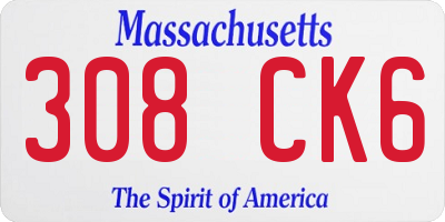 MA license plate 308CK6