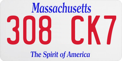 MA license plate 308CK7