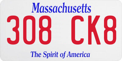 MA license plate 308CK8