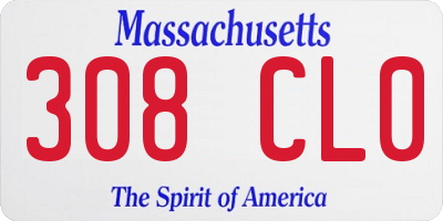 MA license plate 308CL0