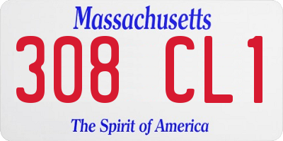 MA license plate 308CL1