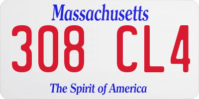 MA license plate 308CL4