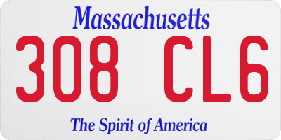 MA license plate 308CL6