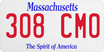 MA license plate 308CM0