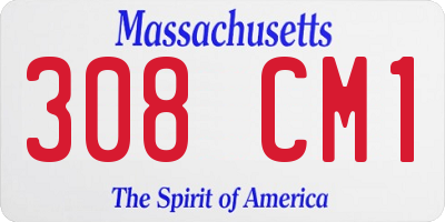 MA license plate 308CM1