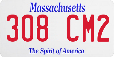 MA license plate 308CM2