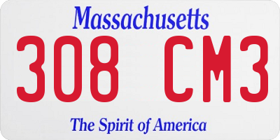 MA license plate 308CM3