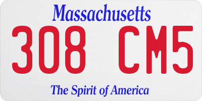 MA license plate 308CM5
