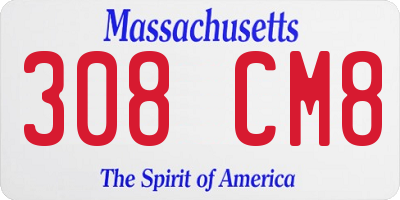 MA license plate 308CM8