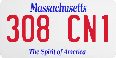 MA license plate 308CN1