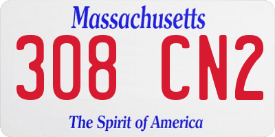 MA license plate 308CN2