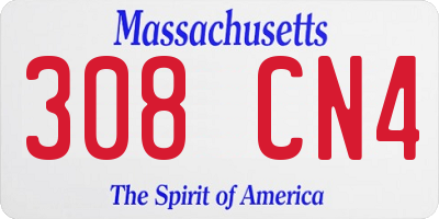 MA license plate 308CN4