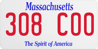 MA license plate 308CO0