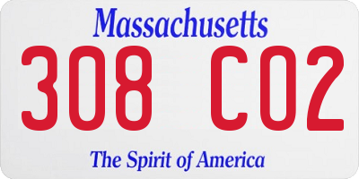 MA license plate 308CO2