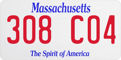 MA license plate 308CO4