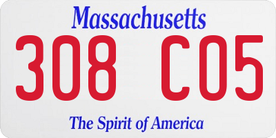 MA license plate 308CO5