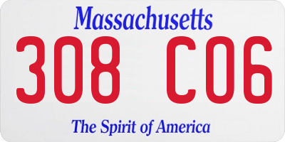 MA license plate 308CO6