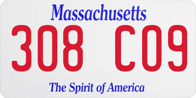 MA license plate 308CO9