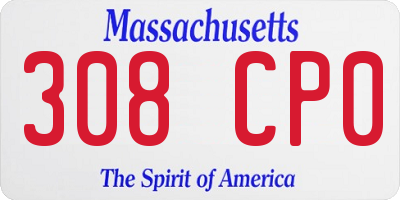MA license plate 308CP0