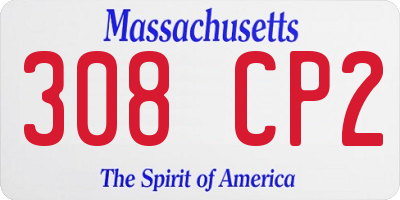 MA license plate 308CP2