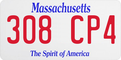 MA license plate 308CP4