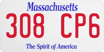 MA license plate 308CP6