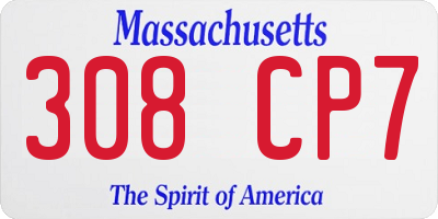 MA license plate 308CP7