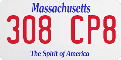 MA license plate 308CP8