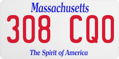MA license plate 308CQ0