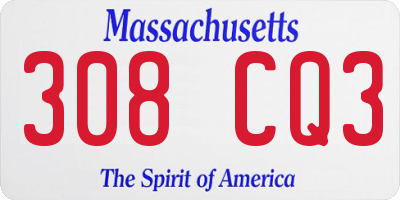 MA license plate 308CQ3