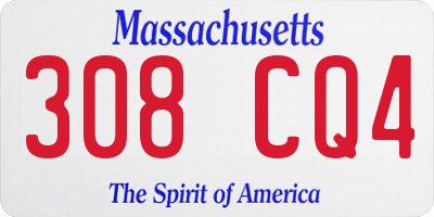 MA license plate 308CQ4
